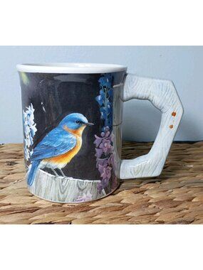 Wild Wings 2009 Ceramic Bluebird Sculpted Coffee Mug Susan Bourdet Design Retro